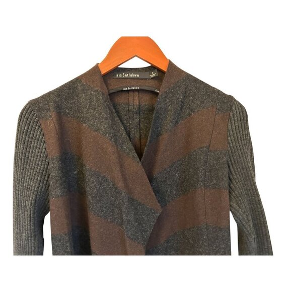 Iris Setlakwe Womens Striped Wool & Knit Cardigan Jacket Size 4 Made In Canada - Picture 2 of 7